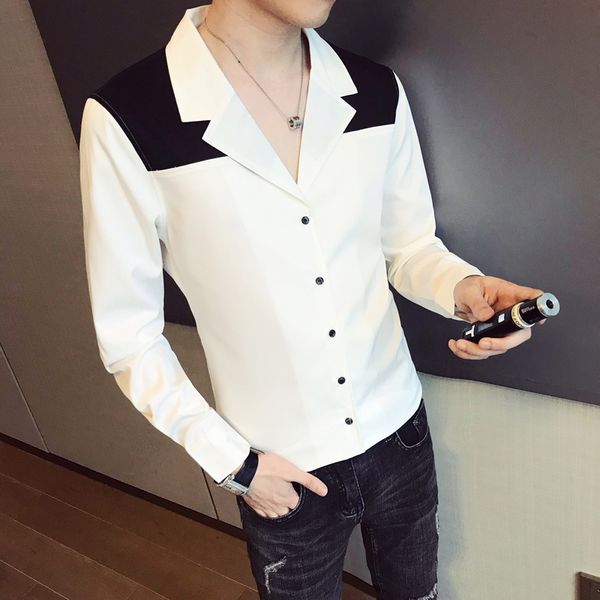 men's casual shirts korean clothes autumn luxury social club rose splice long sleeve dress shirt men kemeja pria camisa masculina, White;black
men's casual shirts korean clothes autumn luxury social club rose splice long sleeve dress shirt men kemeja pria camisa masculina, White;black