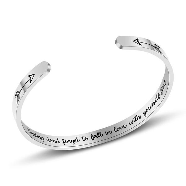 stainless steel bracelet darling don't forget to fall in love with yourself first bracelet inspirational arrow jewelry, Black
stainless steel bracelet darling don't forget to fall in love with yourself first bracelet inspirational arrow jewelry, Black