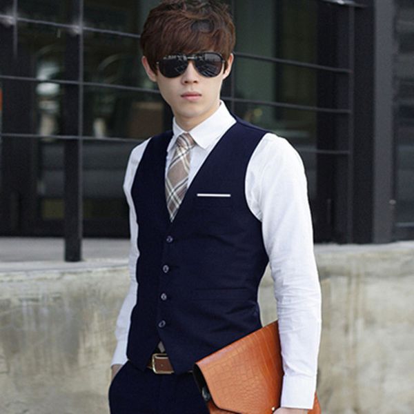 men solid color waistcoat slim fit single-breasted business casual vest for spring ngd88, Black;white
men solid color waistcoat slim fit single-breasted business casual vest for spring ngd88, Black;white