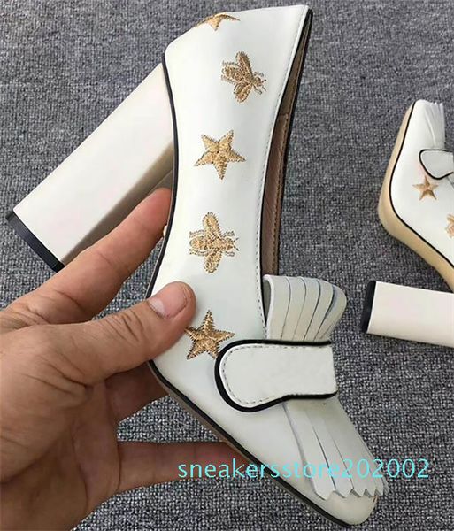 luxury women mid-heel pumps loafer shoes designer embroidered real leather high heel sandals dress wedding shoes with box size 42 s02, Black
luxury women mid-heel pumps loafer shoes designer embroidered real leather high heel sandals dress wedding shoes with box size 42 s02, Black