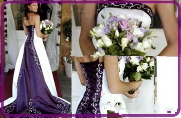 uxury bridal white and purple wedding dresses strapless beads rmbriodery satin a-line court train 2019 new bridal gown custom made
uxury bridal white and purple wedding dresses strapless beads rmbriodery satin a-line court train 2019 new bridal gown custom made