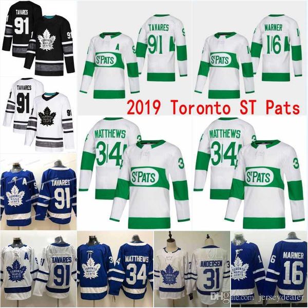 

91 JohnTavares 2019 Toronto ST Pats Men 16 Mitch Marner 29 William Nylander 34 AustonMatthews 44 Rielly Toronto Maple Leafs Hockey Jerseys