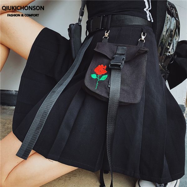 korean style high waist black mini pleated skirt women summer rose embroidery short cargo skirts ladies jupe plissée 
korean style high waist black mini pleated skirt women summer rose embroidery short cargo skirts ladies jupe plissée