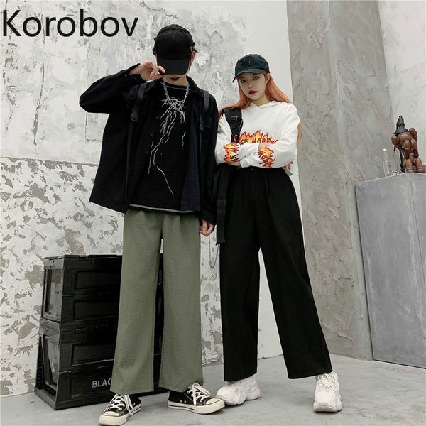 korobov korean ins high waist hip wide leg pants solid loose causal summer 2020 new simple trousers lovers, Black;white
korobov korean ins high waist hip wide leg pants solid loose causal summer 2020 new simple trousers lovers, Black;white