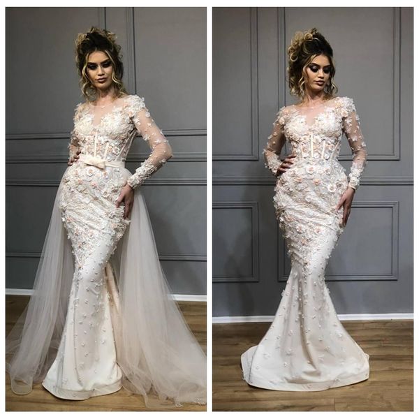 sheer long sleeves lace appliques slim mermaid prom dresses with detachable train beaded women evening party gowns modest, Black
sheer long sleeves lace appliques slim mermaid prom dresses with detachable train beaded women evening party gowns modest, Black