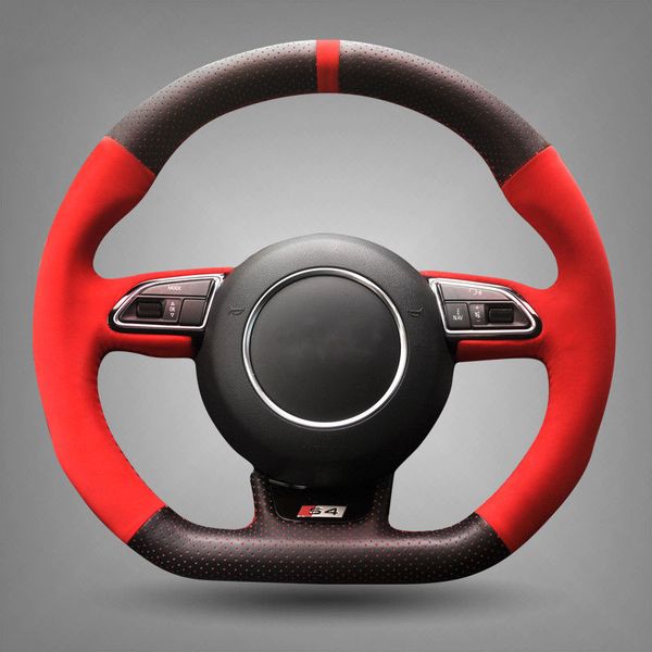 black leather red suede car steering wheel cover for audi rs4 rs5 s5 2012-2016
black leather red suede car steering wheel cover for audi rs4 rs5 s5 2012-2016