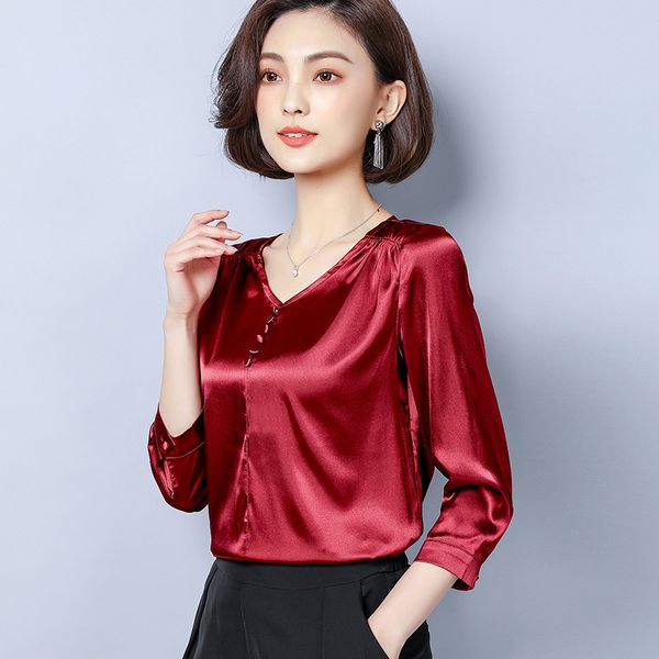quality runway silk shirts blouses women's fashion 3/4 sleeve v-neck elegant ladies luxury shirt plus size slim office designer shirts, White
quality runway silk shirts blouses women's fashion 3/4 sleeve v-neck elegant ladies luxury shirt plus size slim office designer shirts, White