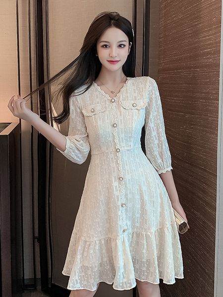 dress 2020 early autumn womens elegant v-neck lace design sense minority goddess fan waist slimming skirt, White;black
dress 2020 early autumn womens elegant v-neck lace design sense minority goddess fan waist slimming skirt, White;black