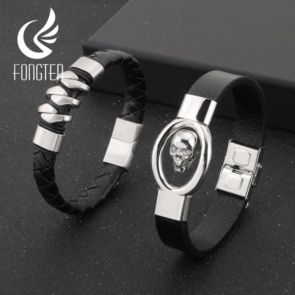 fongten retro skull leather bracelet men silver stainless steel black bracelets personalized accessories men's fashion gift, Golden;silver
fongten retro skull leather bracelet men silver stainless steel black bracelets personalized accessories men's fashion gift, Golden;silver