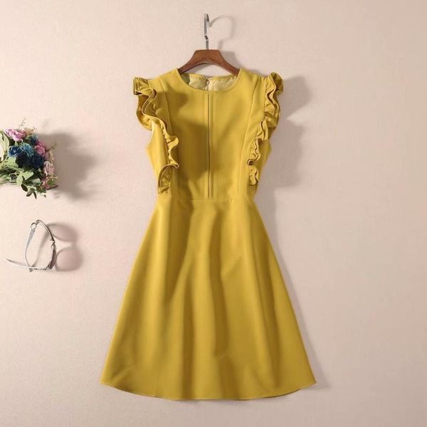 european and american women's dress 2020 summer new styles sleeveless round collar black edge fashionable yellow dress, Black;gray
european and american women's dress 2020 summer new styles sleeveless round collar black edge fashionable yellow dress, Black;gray