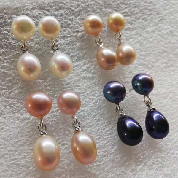 4qty 7-8mm freshwater pearl earring studs women charm dangle jewelry s925, Silver
4qty 7-8mm freshwater pearl earring studs women charm dangle jewelry s925, Silver