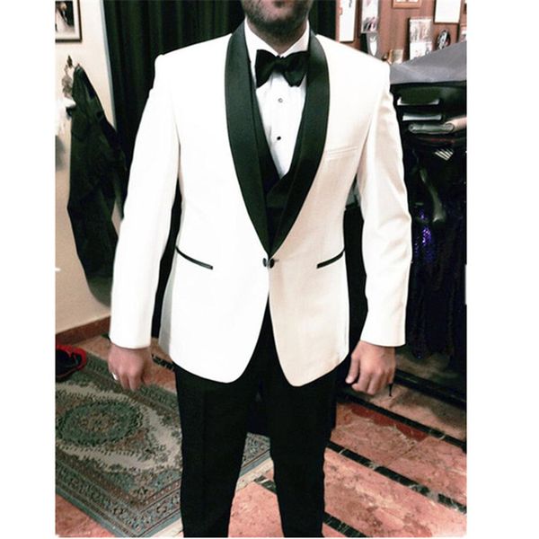 white wedding groom tuxedos black shawl lapel men suits three piece custom made men suit new arrival (jacket+vest+pants, White;black
white wedding groom tuxedos black shawl lapel men suits three piece custom made men suit new arrival (jacket+vest+pants, White;black