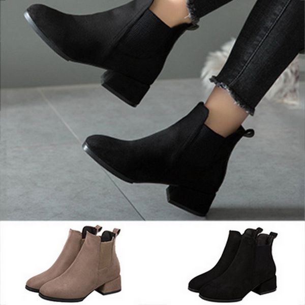 women autumn winter flock ankle boots slip-on round toe 3.5cm square heel solid casual black camel booties
women autumn winter flock ankle boots slip-on round toe 3.5cm square heel solid casual black camel booties