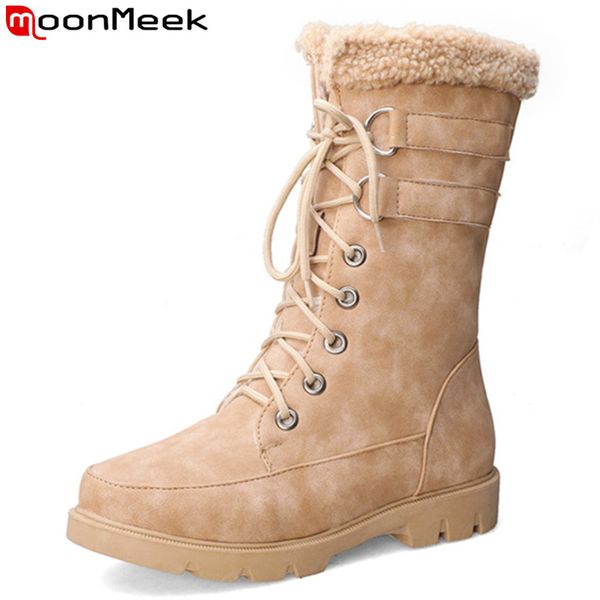 moonmeek big size 34-43 fashion mid calf boots round toe lace up ladies boots flat with autumn winter 2020 new, Black
moonmeek big size 34-43 fashion mid calf boots round toe lace up ladies boots flat with autumn winter 2020 new, Black