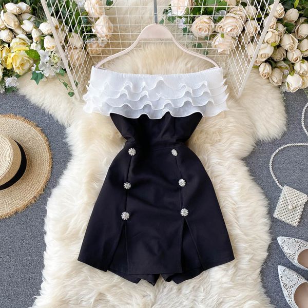 jumpsuits summer wear for women sweet multi-layer ruffles high waist wide leg fashion playsuits overalls n422, Black;white
jumpsuits summer wear for women sweet multi-layer ruffles high waist wide leg fashion playsuits overalls n422, Black;white