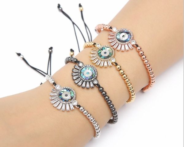 gold silver micro pave cz cubic zirconia rope adjusted copper beads bracelet eye hf432 charm braided bangles women, Black
gold silver micro pave cz cubic zirconia rope adjusted copper beads bracelet eye hf432 charm braided bangles women, Black