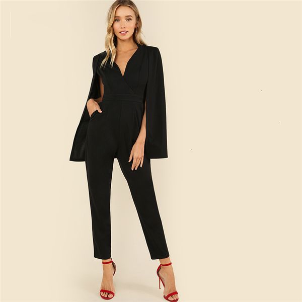 rompers for women black party elegant wrap plunging v neck cloak long sleeve solid high waist maxi jumpsuit autumn women casual jumpsuit, Black;white
rompers for women black party elegant wrap plunging v neck cloak long sleeve solid high waist maxi jumpsuit autumn women casual jumpsuit, Black;white