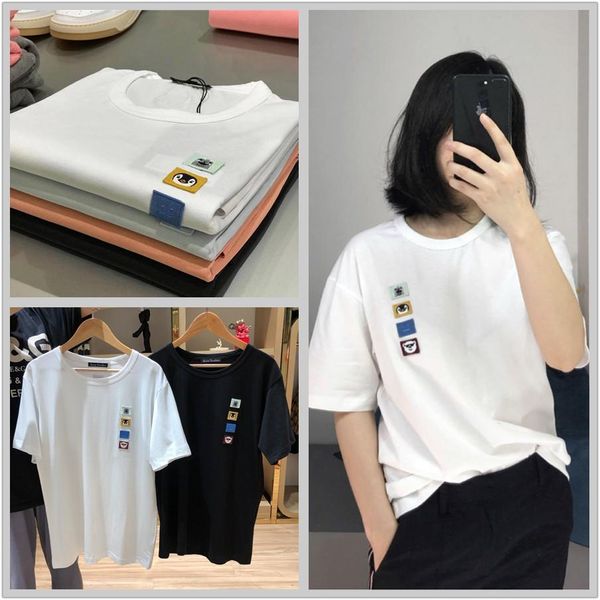 2019 new acne animal patch embroidery smile face mark micro-collar cotton short-sleeved shirts tee men and women ins t-shirt, White;black
2019 new acne animal patch embroidery smile face mark micro-collar cotton short-sleeved shirts tee men and women ins t-shirt, White;black