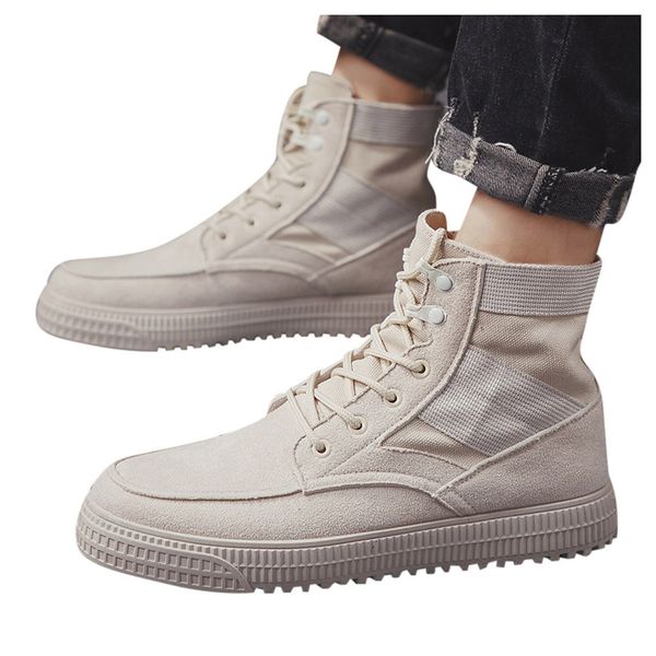 Men's Fashion Round Head Scrub Personality High Boots With Tooling Boots