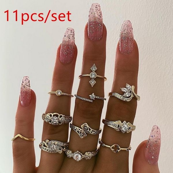 11 pcs/set women fashion ring oval crystal crown geometry cross gold finger ring set bohemian vintage jewelry accessories o5m331, Golden;silver
11 pcs/set women fashion ring oval crystal crown geometry cross gold finger ring set bohemian vintage jewelry accessories o5m331, Golden;silver