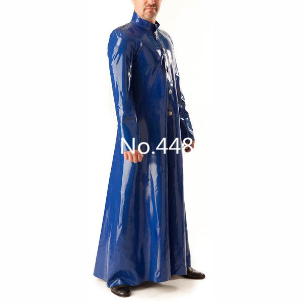rubber latex blue long coat latex long jacket for male cosplay rave costume, Black 
rubber latex blue long coat latex long jacket for male cosplay rave costume, Black