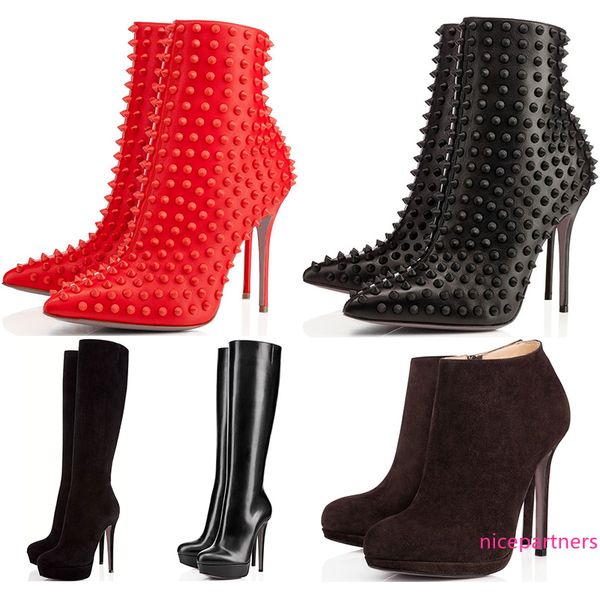 

winter designer shoes sneaker so kate spike high heels half knee ankle boots red luxury bottoms 8 10 12 14cm fashion size 35-42