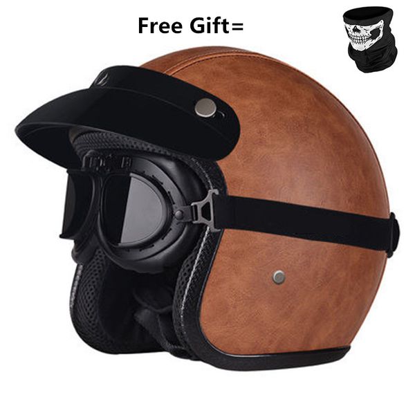 helmets unisex-open face motorcycle helmet (brown pu leather, large 
helmets unisex-open face motorcycle helmet (brown pu leather, large