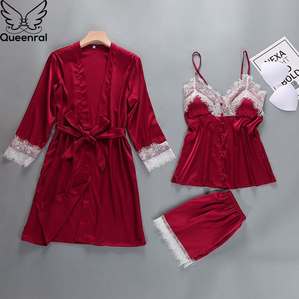 queenral 3pcs pajama sets women's sleep lounge sleepwear spring v-neck nightwear satin silk long sleeve home wear female, Black;red
queenral 3pcs pajama sets women's sleep lounge sleepwear spring v-neck nightwear satin silk long sleeve home wear female, Black;red