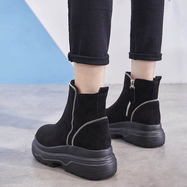 women's platform snow boot 2018 autumn winter genuine leather ankle boots shoes women boots winter high heels ladies boot shoes, Black
women's platform snow boot 2018 autumn winter genuine leather ankle boots shoes women boots winter high heels ladies boot shoes, Black