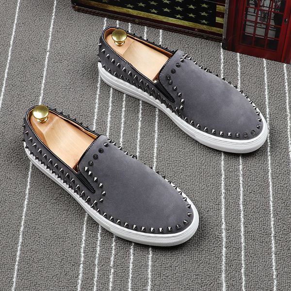 men's luxury fashion party nightclub genuine leather shoes flat platform rivets shoe summer breathable young gentleman loafers, Black
men's luxury fashion party nightclub genuine leather shoes flat platform rivets shoe summer breathable young gentleman loafers, Black
