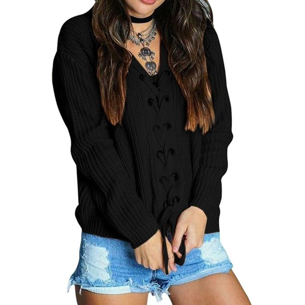 vintage autumn knitted sweater women v neck drawstring femme streetwear casual modish slim tricot jumper full pullovers, White;black
vintage autumn knitted sweater women v neck drawstring femme streetwear casual modish slim tricot jumper full pullovers, White;black