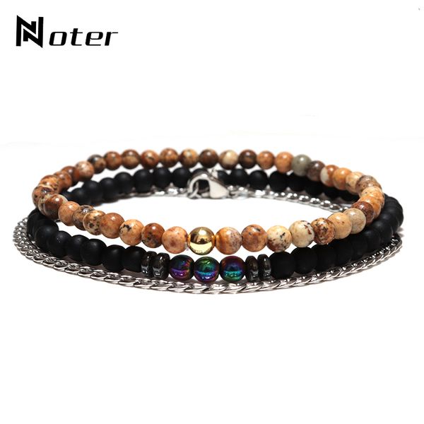 noter trendy 3pcs men bracelet set stainless steel chain link braslet 4mm natural stone small beads brazalete male accessories, Black
noter trendy 3pcs men bracelet set stainless steel chain link braslet 4mm natural stone small beads brazalete male accessories, Black