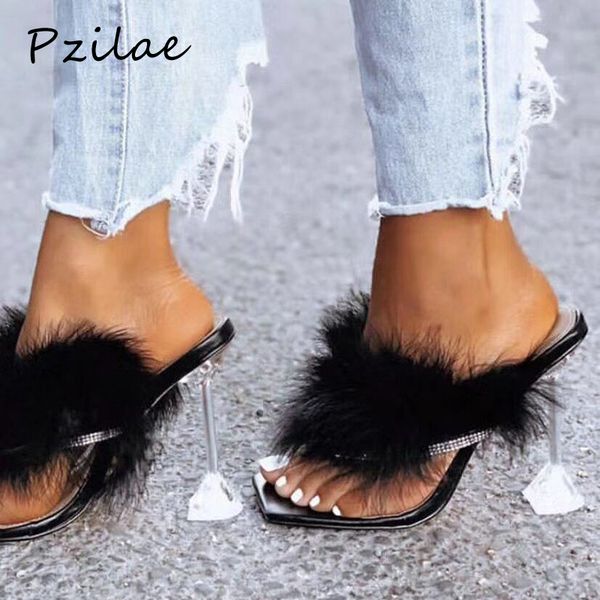 slippers pzilae summer woman feather transparent perspex crystal high heels rhinestone flip flops mules ladies slides shoes, Black
slippers pzilae summer woman feather transparent perspex crystal high heels rhinestone flip flops mules ladies slides shoes, Black
