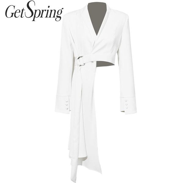 getspring women coat women suit coats v-neck long sleeve irregular blazers jackets vintage short white summer blazer, White;black
getspring women coat women suit coats v-neck long sleeve irregular blazers jackets vintage short white summer blazer, White;black