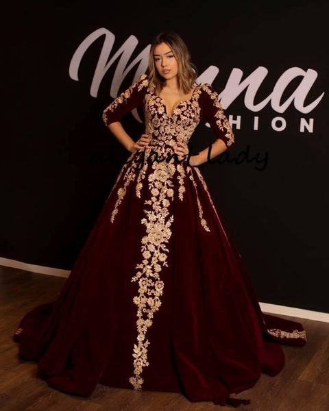 burgundy velvet kaftan caftan evening formal dresses with half sleeve 2019 gold luxury lace applique arabic dubai abaya occasion prom gown, Black;red
burgundy velvet kaftan caftan evening formal dresses with half sleeve 2019 gold luxury lace applique arabic dubai abaya occasion prom gown, Black;red