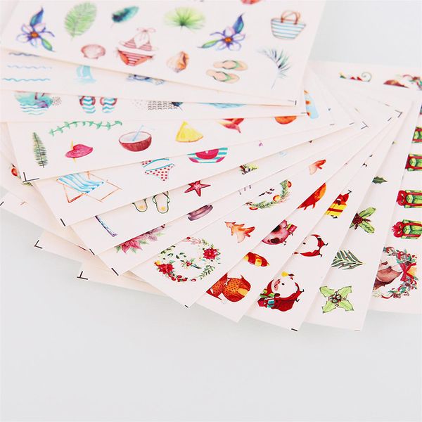 12 style hawaii beach nail art decorations stickers new year manicure sticker nail tips santa claus water slider decals, Black
12 style hawaii beach nail art decorations stickers new year manicure sticker nail tips santa claus water slider decals, Black