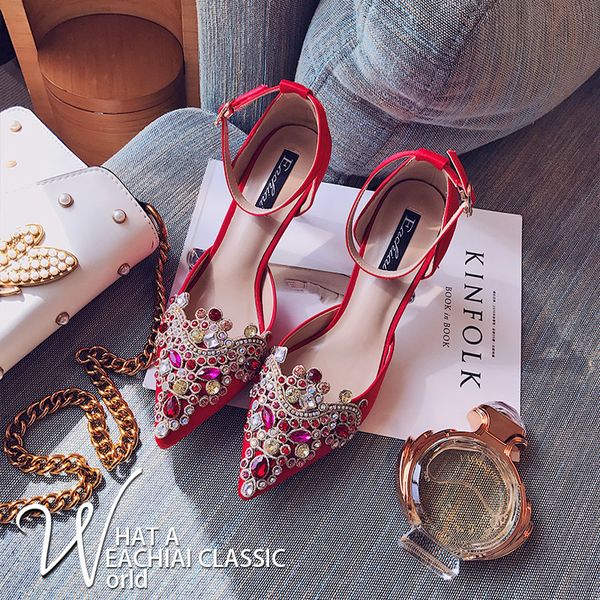 wedding female 2019 new water diamond fine-heeled sandals crystal shoe red tip high-heeled bride shoes mx200407, Black
wedding female 2019 new water diamond fine-heeled sandals crystal shoe red tip high-heeled bride shoes mx200407, Black