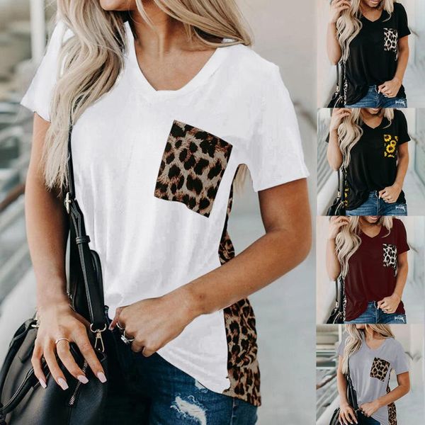womens leopard print v neck t-shirts colorblock sunflower short sleeve pocket tunic blouses lady blusa summer loose, Black;blue
womens leopard print v neck t-shirts colorblock sunflower short sleeve pocket tunic blouses lady blusa summer loose, Black;blue