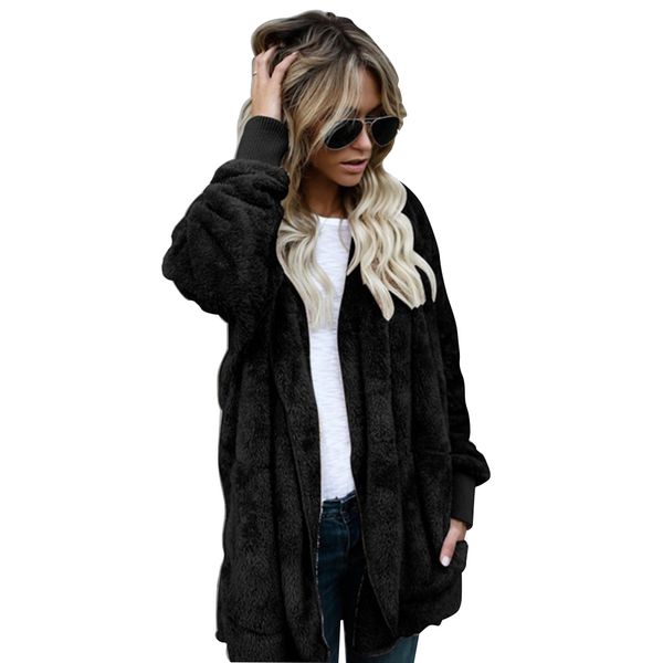 women's autumn winter casual hooded coat european style batwing long reversible thick cotton outwear artificial faux fur jacket, Black
women's autumn winter casual hooded coat european style batwing long reversible thick cotton outwear artificial faux fur jacket, Black