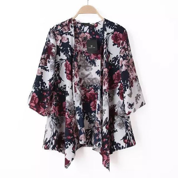 sought-after fashion women blouse geometry printed summer chiffon coat shawl kimono cardigan, White
sought-after fashion women blouse geometry printed summer chiffon coat shawl kimono cardigan, White