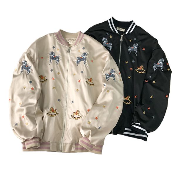 autumn women's jackets large size embroidery windbreaker coats women 2019 bomber jacket long sleeve basic coat casual outerwear, Black;brown
autumn women's jackets large size embroidery windbreaker coats women 2019 bomber jacket long sleeve basic coat casual outerwear, Black;brown