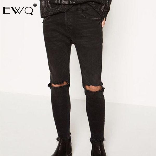 ewq 2019 new arrival casual men's holes elastic waist denim pants personality beam foot slim burr jean trousers for male hd575, Blue
ewq 2019 new arrival casual men's holes elastic waist denim pants personality beam foot slim burr jean trousers for male hd575, Blue