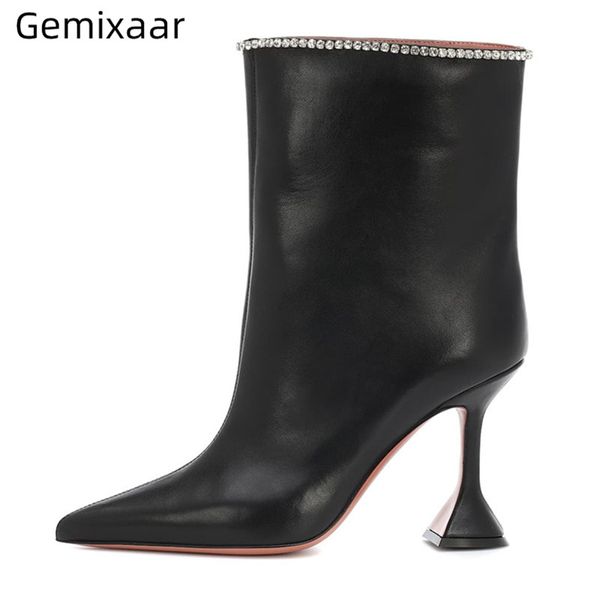 2020 chic goblet high heel boots casual slip on decor diamond walking shoes pointy toe mid-calf comfy big size boots woman mujer, Black
2020 chic goblet high heel boots casual slip on decor diamond walking shoes pointy toe mid-calf comfy big size boots woman mujer, Black