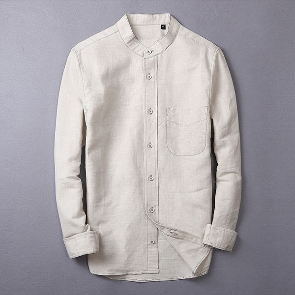 cotton linen shirts mens long sleeve stand collar single pocket casual shirts male solid color loose men's clothing y1914, White;black
cotton linen shirts mens long sleeve stand collar single pocket casual shirts male solid color loose men's clothing y1914, White;black