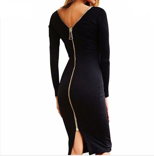 women bodycon club midi dress winter autumn sheath o-neck long sleeve party tight back zipper dresses vestidos m0005, White;black
women bodycon club midi dress winter autumn sheath o-neck long sleeve party tight back zipper dresses vestidos m0005, White;black