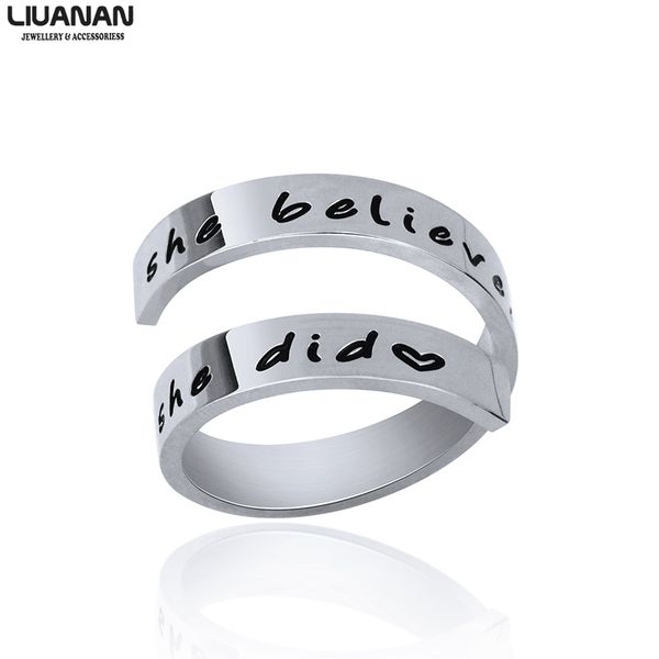 she believed she could so did ring stainless steel twist wrap spiral ring engraved graduation and friend gift fit us 7-9#, Silver
she believed she could so did ring stainless steel twist wrap spiral ring engraved graduation and friend gift fit us 7-9#, Silver