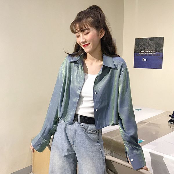 women's blouses & shirts fashion polarized womens single breasted lapel long sleeved short shirt tide solid color casual, White
women's blouses & shirts fashion polarized womens single breasted lapel long sleeved short shirt tide solid color casual, White