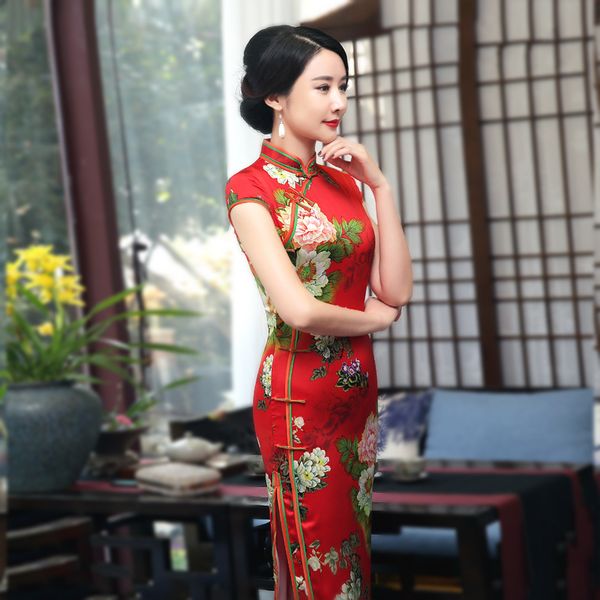 sehng coco women's long cheongsam dress restore ancient slim satins qipao chinese reception clothing elegant middle aged qipao, Red
sehng coco women's long cheongsam dress restore ancient slim satins qipao chinese reception clothing elegant middle aged qipao, Red