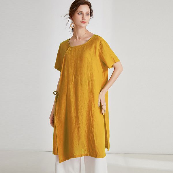 cotton linen t-shirts short sleeve summer women oversized long split yellow tees woman, White
cotton linen t-shirts short sleeve summer women oversized long split yellow tees woman, White