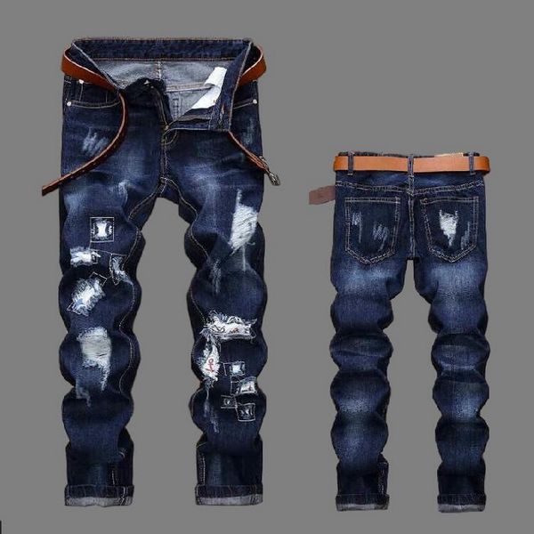 2020 new embroidered jeans men's straight hole ripped jeans stretch trendy holes straight high street denim no belt, Blue
2020 new embroidered jeans men's straight hole ripped jeans stretch trendy holes straight high street denim no belt, Blue